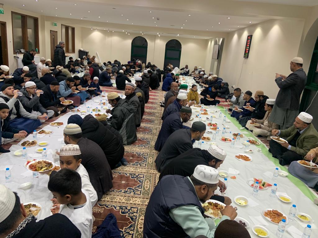 Sharing iftar in the prayer hall — March 2023.